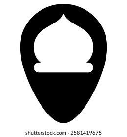 mosque location icon with glyph style. Suitable for website design, logo, app, UI and etc. Based on the size of the icon in general, so it can be reduced.