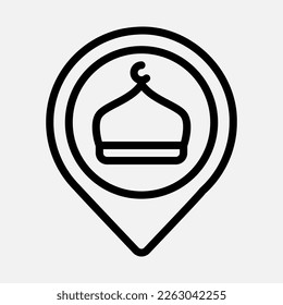 Mosque location icon in line style, use for website mobile app presentation
