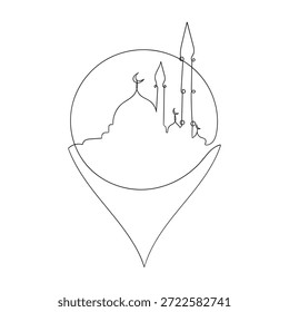 Localização da Mesquita para a linha contínua do Símbolo de Ícone