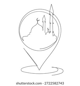 Localização da Mesquita para a linha contínua do Símbolo de Ícone