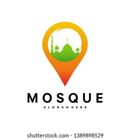 Mosque Location Map Logo Vector Illustration - Vector