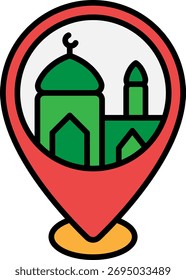 Ícone do Pin de Localização da Mesquita para o Ramadã