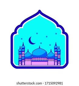 Insignia del logo de la mezquita en un fondo aislado. Diseño vectorial islámico.