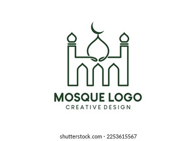 Mosque logo design with abstract creative line art style