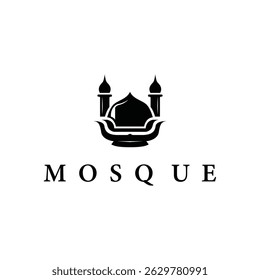 mosque logo design concept of a place of worship with a minimalist black silhouette mosque temple commemorating Islamic day