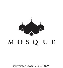 mosque logo design concept of a place of worship with a minimalist black silhouette mosque temple commemorating Islamic day