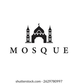 mosque logo design concept of a place of worship with a minimalist black silhouette mosque temple commemorating Islamic day