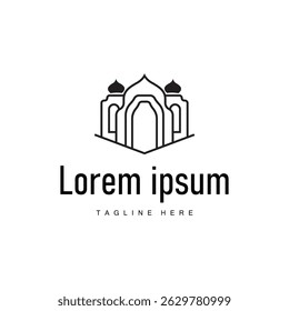 mosque logo design concept of a place of worship with a minimalist black silhouette mosque temple commemorating Islamic day