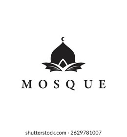 mosque logo design concept of a place of worship with a minimalist black silhouette mosque temple commemorating Islamic day