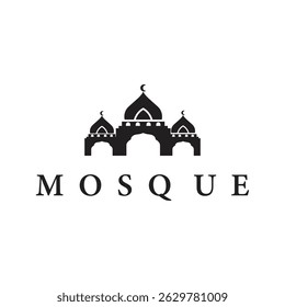 mosque logo design concept of a place of worship with a minimalist black silhouette mosque temple commemorating Islamic day