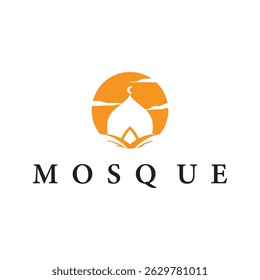 mosque logo design concept of a place of worship with a minimalist black silhouette mosque temple commemorating Islamic day