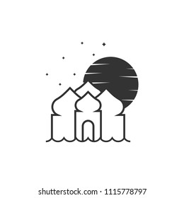 Mosque logo design emblem template. Masjid, place for praying muslim people vector illustration 