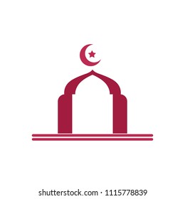 Mosque logo design emblem template. Masjid, place for praying muslim people vector illustration 