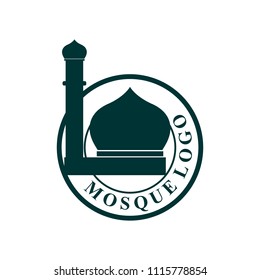 Mosque logo design emblem template. Masjid, place for praying muslim people vector illustration 