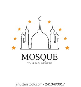 Diseño del logotipo de la mezquita con concepto creativo islámico Vector Premium