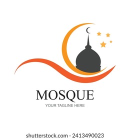 Moschee-Logo-Design mit islam-kreativem Konzept Premium Vector