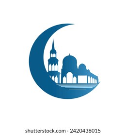 Mosque logo design with islamic creative concept Premium Vector