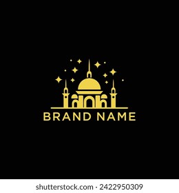Diseño del logo de la mezquita con concepto creativo islámico Vector