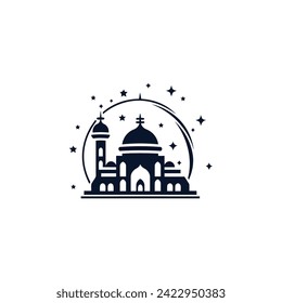 Diseño del logo de la mezquita con concepto creativo islámico Vector
