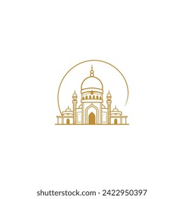 Mosque logo design with Islamic creative concept Vector