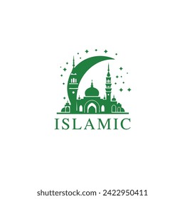 Mosque logo design with Islamic creative concept Vector