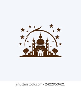 Mosque logo design with Islamic creative concept Vector