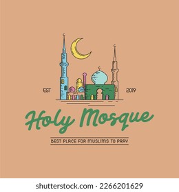 Mosque logo design. Islamic place of worship logo