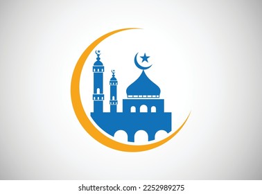 Mosque logo design, Islamic logo template, Vector illustration