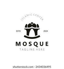 Mosque Logo design, simple islamic architecture, emblem symbol islamic center vector template