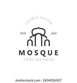 Mosque Logo design, simple islamic architecture, emblem symbol islamic center vector template