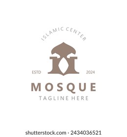 Mosque Logo design, simple islamic architecture, emblem symbol islamic center vector template