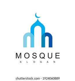 Mosque Logo Design Template, Arabic Building Symbol
