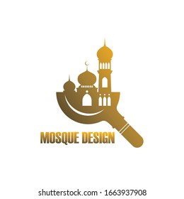 Mosque logo design vector. gold mosque icon 