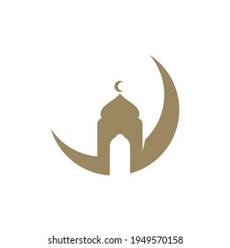 Ilustración vectorial del diseño del logotipo de la mezquita, plantilla de diseño del logotipo islámico creativo, iconos de símbolos