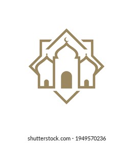 Mosque logo design vector illustration, Creative Islamic logo design concept template, symbols icons
