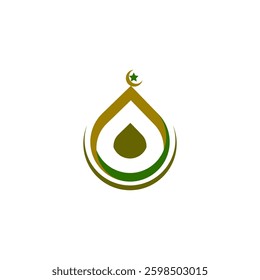 mosque logo with green and dark yellow colors, white background