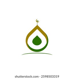 mosque logo with green and dark yellow colors, white background