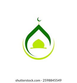 mosque logo with green and light green colors, with a white background