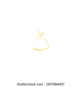 diseño de icono del logo de la mezquita con estilo de línea simple