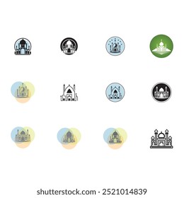 Diseño de Ilustración vectorial de icono de logotipo de mezquita