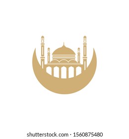 Mosque Logo for islamic designor celebration. Isolated Mosque sign and symbols. Graphic icons element