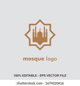 Mosque Logo, Islamic Logo template, 
with gold color