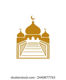 
Mosque logo. Islamic theme, gold color, mosque object, simple, modern logo.