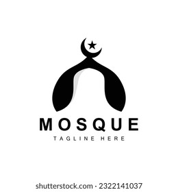 Mosque Logo, Islamic Worship Design, Eid Al Fitr Mosque Building Vector Icon Template, Ramadan, Eid Al Adha
