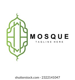 Mosque Logo, Islamic Worship Design, Eid Al Fitr Mosque Building Vector Icon Template, Ramadan, Eid Al Adha