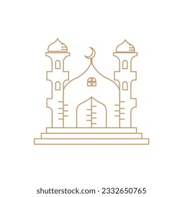 Mosque Logo, Islamic Worship Design, Eid Al Fitr Mosque Building Vector Icon Template, Ramadan, Eid Al Adha