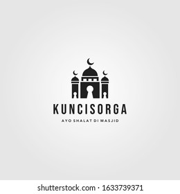 mosque logo key gates symbol vector illustration design