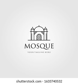 mosque logo line art vector icon illustration design