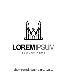 mosque logo line style design and template