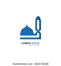Mosque logo modern design. Islamic architecture symbol. Emblem template for arabic learning